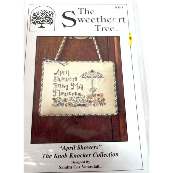 "April Showers" Knob Knocker Cross Stitch Pattern By The Sweetheart Tree With Ch - Picture 1 of 4
